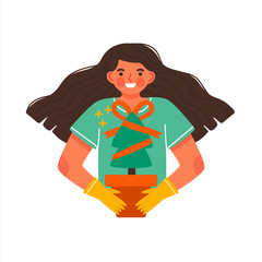 Happy girl green tree gift eco friendly concept