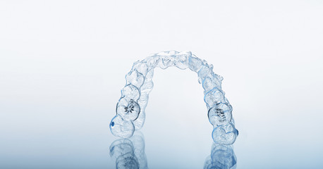 Invisible dental teeth bracket tooth aligners. Invisalign braces. Invisible aligner - Orthodontic...