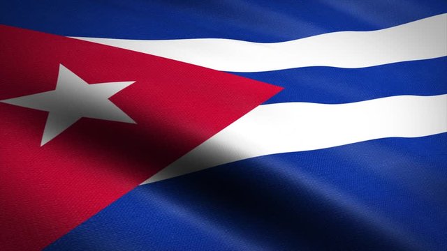 Flag of Cuba. Waving flag with highly detailed fabric texture seamless loopable video. Seamless loop with highly detailed fabric texture. Loop ready in 4K resolution 2160p 60fps