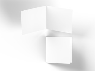 Brochure in square format folded to two - mockup. 3d illustration