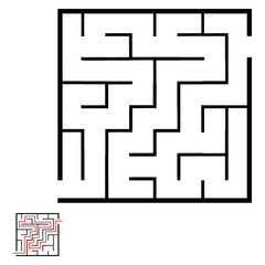 Illustration with simple labyrinth, maze conundrum for kids. Baby puzzle with entry and exit. Children riddle game.