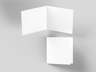 Brochure in square format folded to two - mockup. 3d illustration