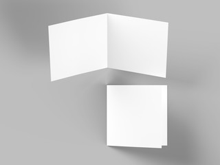 Brochure in square format folded to two - mockup. 3d illustration