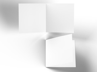 Brochure in square format folded to two - mockup. 3d illustration