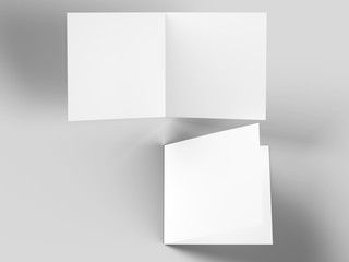 Brochure in square format folded to two - mockup. 3d illustration