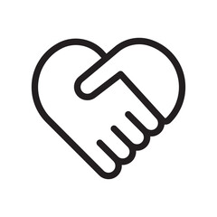 Handshake symbol forming a heart