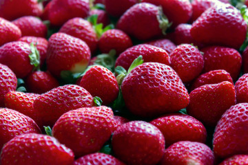 red strawberries close up background photo