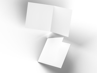 Brochure in square format folded to two - mockup. 3d illustration
