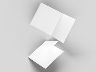 Brochure in square format folded to two - mockup. 3d illustration