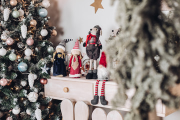 Close up of interior of the New Year and Christmas style. New Year eve concept