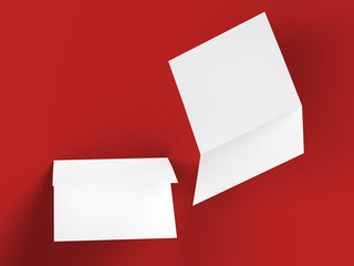 Brochure in square format folded to two - mockup. 3d illustration