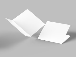 Brochure in square format folded to two - mockup. 3d illustration