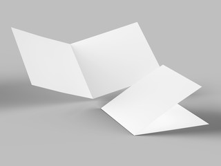 Brochure in square format folded to two - mockup. 3d illustration