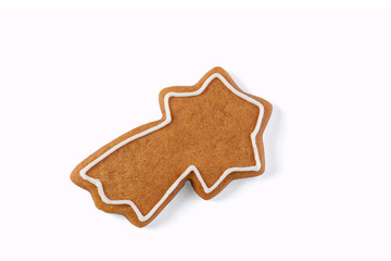 christmas shooting star gingerbread cookie isolated on a white background