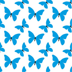 Seamless background with blue butterflies. Vector butterfly.