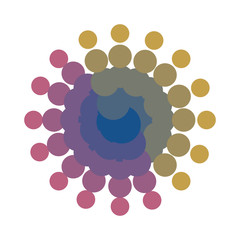 Halftone round element isolated on white background. Radial concentric circle. Vector illustration.  