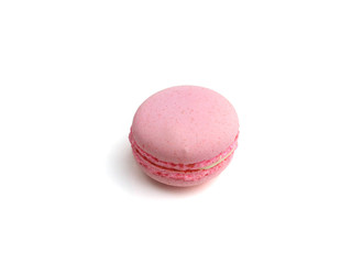 Pink French macaron (macaroon) cake,  delicious sweet dessert on white background, lovely food  concept.