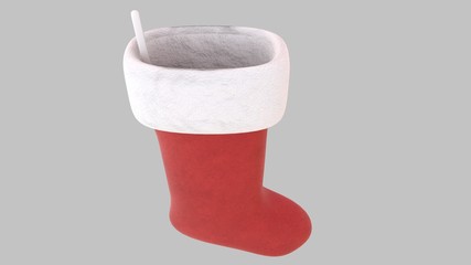 Christmas sock isolated on white background, 3D-rendering