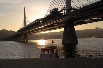 Sunset at the Golden Horn Beach and coast ,Istanbul / Turkey