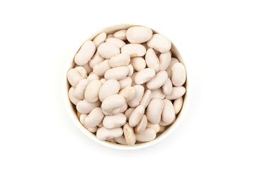 Dry white kidney beans, isolated on white background