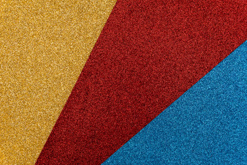 A photography of multicolored abstract blank glitter and sparkle texture geometric design. Copy space, selective focus