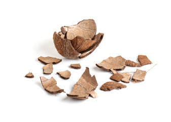 broken coconut shell isolated on a white background