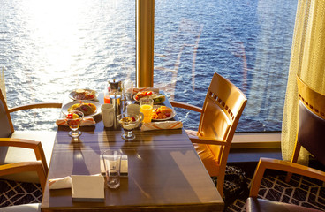 Dining Room Buffet aboard the luxury abstract cruise ship