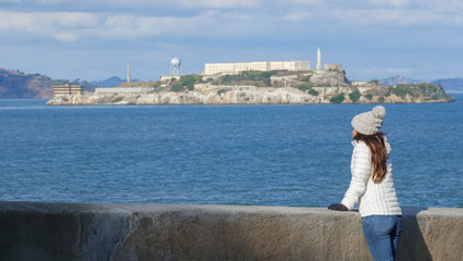 Fototapeta na wymiar Panoramic view of Alcatraz Prison Island in San Francisco Bay, California