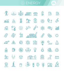 Collection of vector icons of electric power