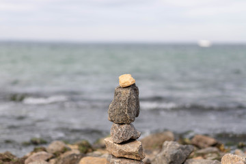 Stones in the sea. Balance, Yoga, Calm, Peace