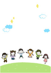 プレゼントを持ってジャンプする女の子 ポーズ イラスト Wall Mural 三原よう