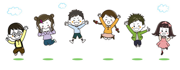 プレゼントを持ってジャンプする女の子 ポーズ イラスト Wall Mural 三原よう