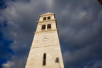 Supetar, Croatia / June 27th 2018: Church of Saint Peter, sveti Petar in old town Supetar, Brac Island. Croatia, Europe