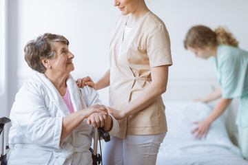 Disabled woman in hospital