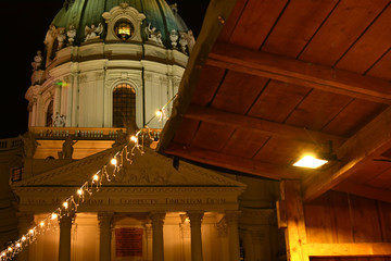 Vienna Christmas market near the Karlskirche (St. Charles Church).