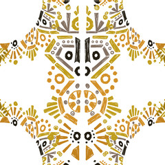 Square scarf ethnic ornate print silk.  Shawl ornament carpet