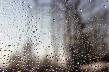 Rain drops on window glasses