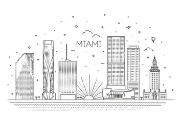 Miami city skyline,  illustration