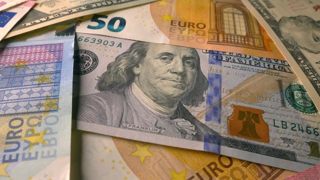 Currency banknotes euro, dollar background. Money, finance