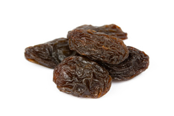 Raisins isolated on white background with clipping path .
