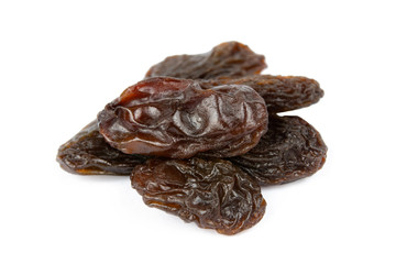 Raisins isolated on white background with clipping path .
