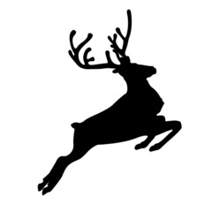 Running reindeer or caribou  icon. Silhouette of Santa Claus's reindeer. Vector Illustration