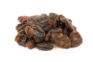 Raisins isolated on white background with clipping path .