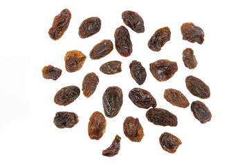 Raisins isolated on white background with clipping path .