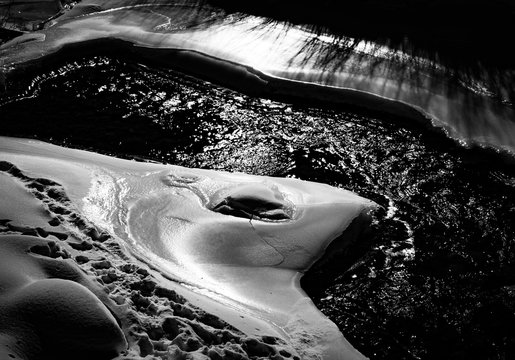 Frozen Colorado River B&W