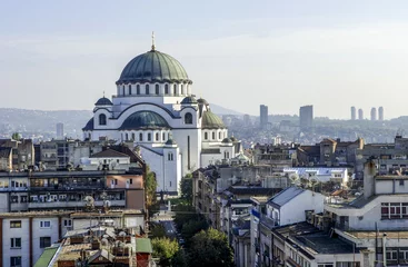 Deurstickers Beograd, Kirche des Heiligen Sava im Stadtteil Vracar, Serbien-M © visualpower