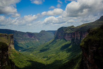 Panoramic view of the canyons in Chapada Diamantina National Park, Bahia - Brazil.