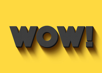 Fototapeta premium wow! in black letters on yellow background 3d