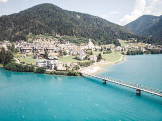 Aerial view of the village Auronzo di Cadore in South Tyrol, Italy