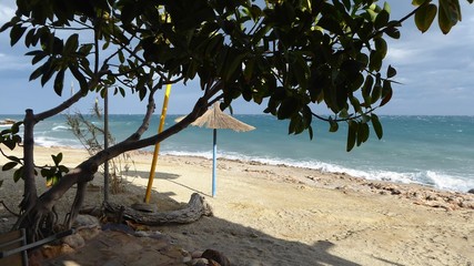 Der leere Strand von Mojacar ausserhalb der Saison im Dezember